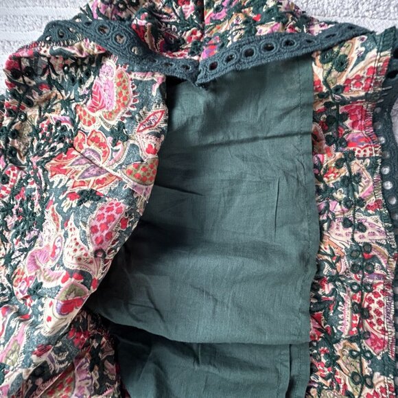 New Jennifer & Grace Elastic Waist Mini Skirt Medium Green Paisley CT2481M $69 - Picture 6 of 9